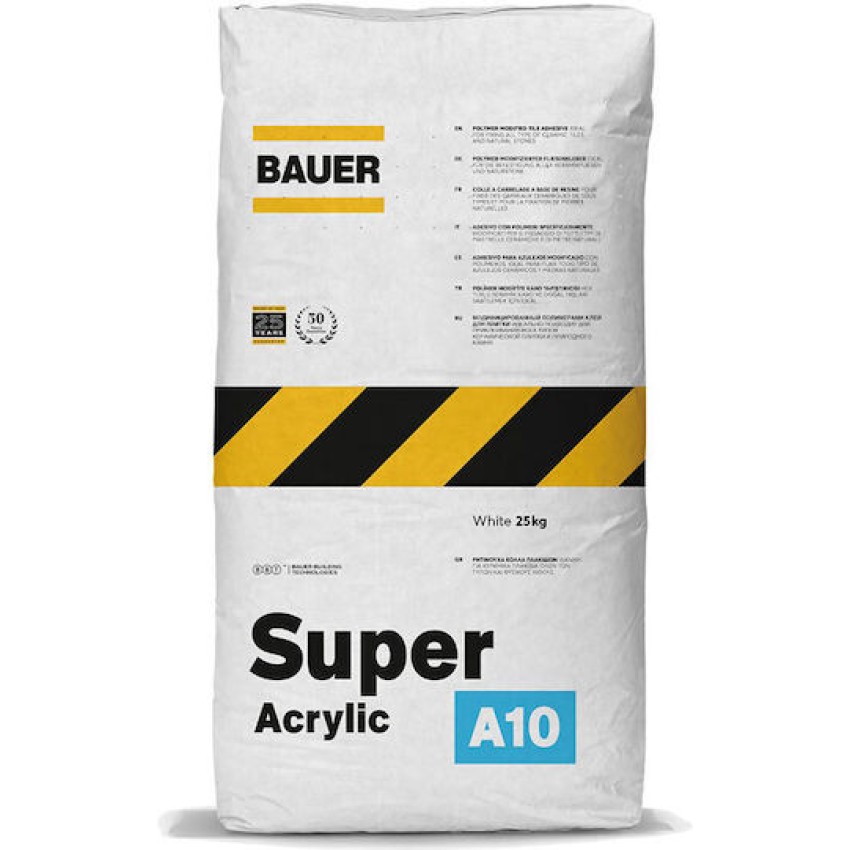 ΚΟΛΛΑ ΠΛΑΚΙΔΙΩΝ ΥΨΗΛΩΝ ΑΠΑΙΤΗΣΕΩΝ BAUER A10 ACRYLIC C2TE 25KG
