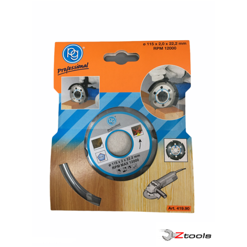 ΔΙΣΚΟΣ ΚΟΠΗΣ ΞΥΛΟΥ ΚΑΙ ΠΛΑΣΤΙΚΟΥ PG PROFETIONAL ΓΙΑ ΓΩΝΙΑΚΟ ΤΡΟΧΟ Φ115ΜΜ 