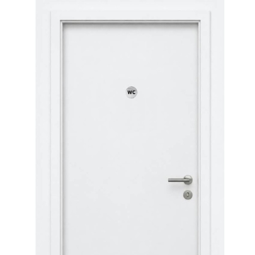 ΠΙΝΑΚΙΔΑ ΜΕΤΑΛΛΙΚΗ WC ΜΕ ΔΙΑΜΕΤΡΟ 7.5 CM ΓΙΑ ΠΟΡΤΑ ΤΟΥΑΛΕΤΑΣ