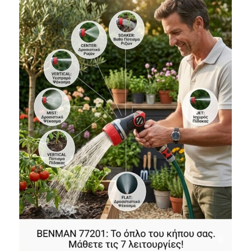 ΠΙΣΤΟΛΙ  ΠΟΤΙΣΜΑΤΟΣ ΡΥΘΜΙΖΟΜΕΝΟ BENMAN ΜΕ 7 ΕΠΙΛΟΓΕΣ ΨΕΚΑΣΜΑΤΟΣ 77201