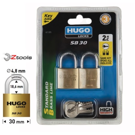 ΛΟΥΚΕΤΑ ΑΠΟ ΟΡΕΙΧΑΛΚΟ HUGO LOCKS BR 30 KEYED ALIKE
