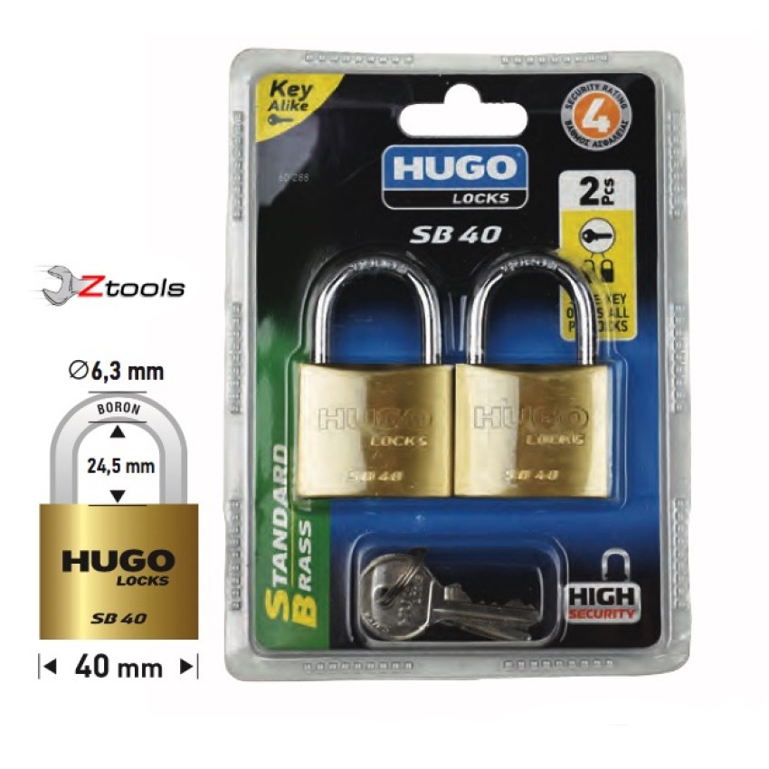 ΛΟΥΚΕΤΑ ΑΠΟ ΟΡΕΙΧΑΛΚΟ HUGO LOCKS BR 40 KEYED ALIKE