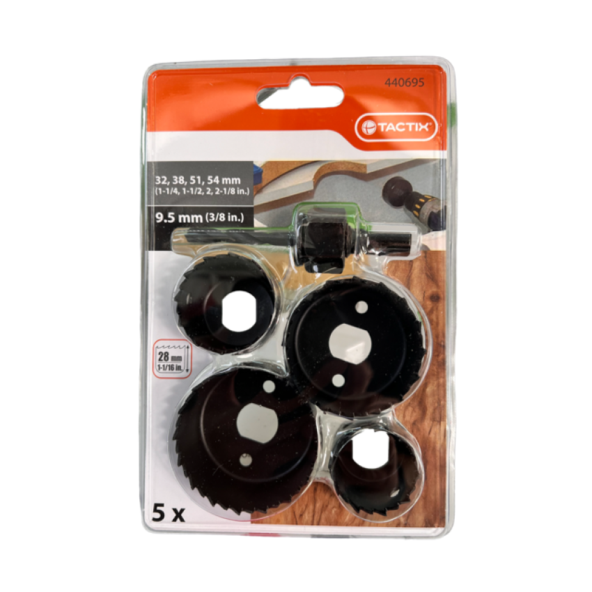 ΠΟΤΗΡΟΤΡΥΠΑΝΑ ΣΕΤ 5ΤΕΜ TACTIX 440695 28MM( ΔΙΑΜ.: 32ΜΜ, 38ΜΜ, 51ΜΜ, 54ΜΜ)