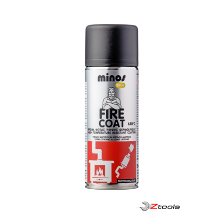 SPREY ΣΠΡΕΙ ΥΨΗΛΗΣ ΘΕΡΜΟΚΡΑΣΙΑΣ MINOS FIRE COAT 650oC ΜΑΥΡΟ ΜΑΤ 400ML