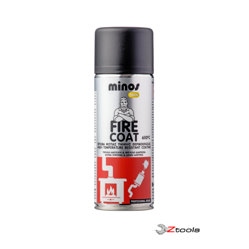SPREY ΣΠΡΕΙ ΥΨΗΛΗΣ ΘΕΡΜΟΚΡΑΣΙΑΣ MINOS FIRE COAT 650oC ΜΑΥΡΟ ΜΑΤ 400ML