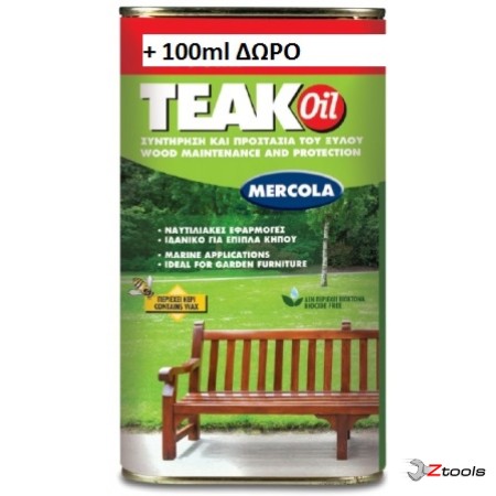 TEAK OIL ΠΡΟΣΤΑΤΕΥΤΙΚΟ ΚΑΙ ΣΥΝΤΗΡΗΤΙΚΟ ΛΑΔΙ ΓΙΑ ΞΥΛΑ TEAK MERCOLA 1LT