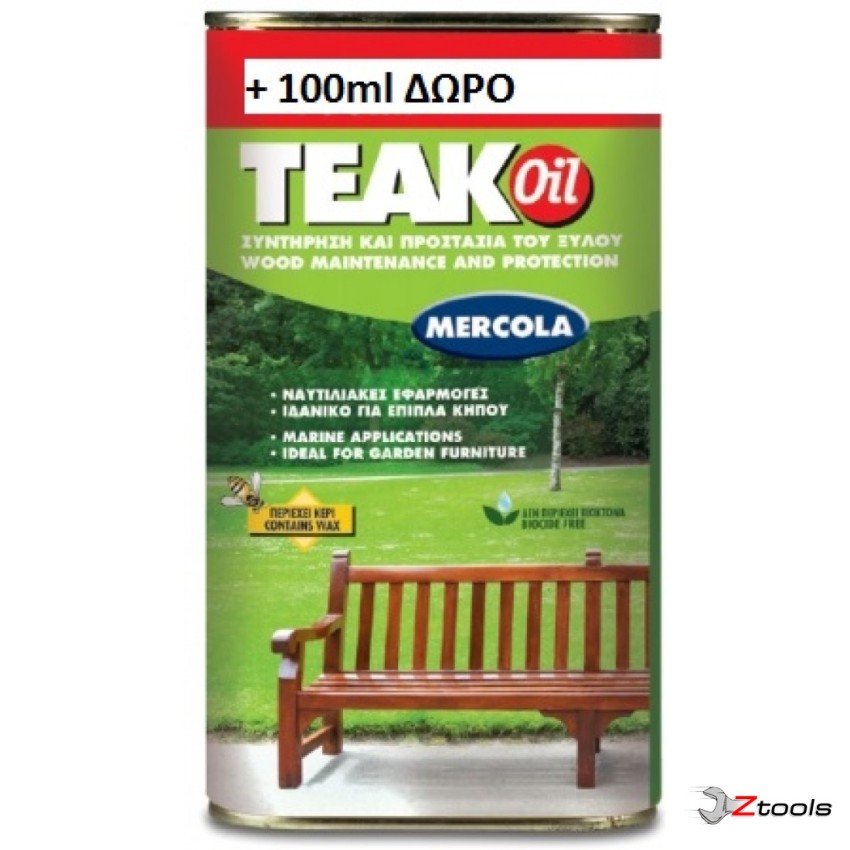 TEAK OIL ΠΡΟΣΤΑΤΕΥΤΙΚΟ ΚΑΙ ΣΥΝΤΗΡΗΤΙΚΟ ΛΑΔΙ ΓΙΑ ΞΥΛΑ TEAK MERCOLA 1LT