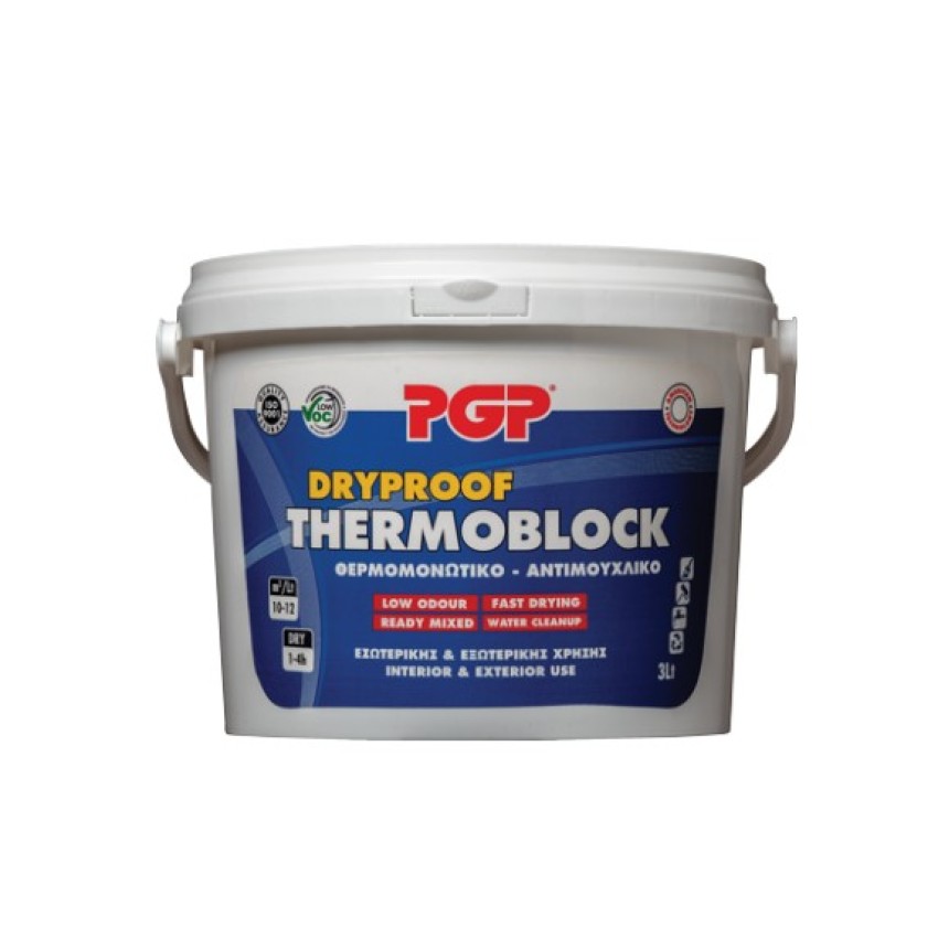 PGP THERMOBLOCK ΥΨΗΛΗΣ ΠΟΙΟΤΗΤΑΣ ΑΚΡΥΛΙΚΟ ΧΡΩΜΑ ΥΔΑΤΙΚΗΣ ΒΑΣΗΣ ΕΝΙΣΧΥΜΕΝΟ ΜΕ ΥΑΛΟΣΦΑΙΡΙΔΙΑ ΜΕ ΘΕΡΜΟΜΟΝΩΤΙΚΕΣ ΚΑΙ ΑΝΤΙΜΟΥΧΛΙΚΕΣ ΙΔΙΟΤΗΤΕΣ ΛΕΥΚΟ 3LT